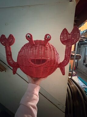 Nautica Red Wicker Crab Basket